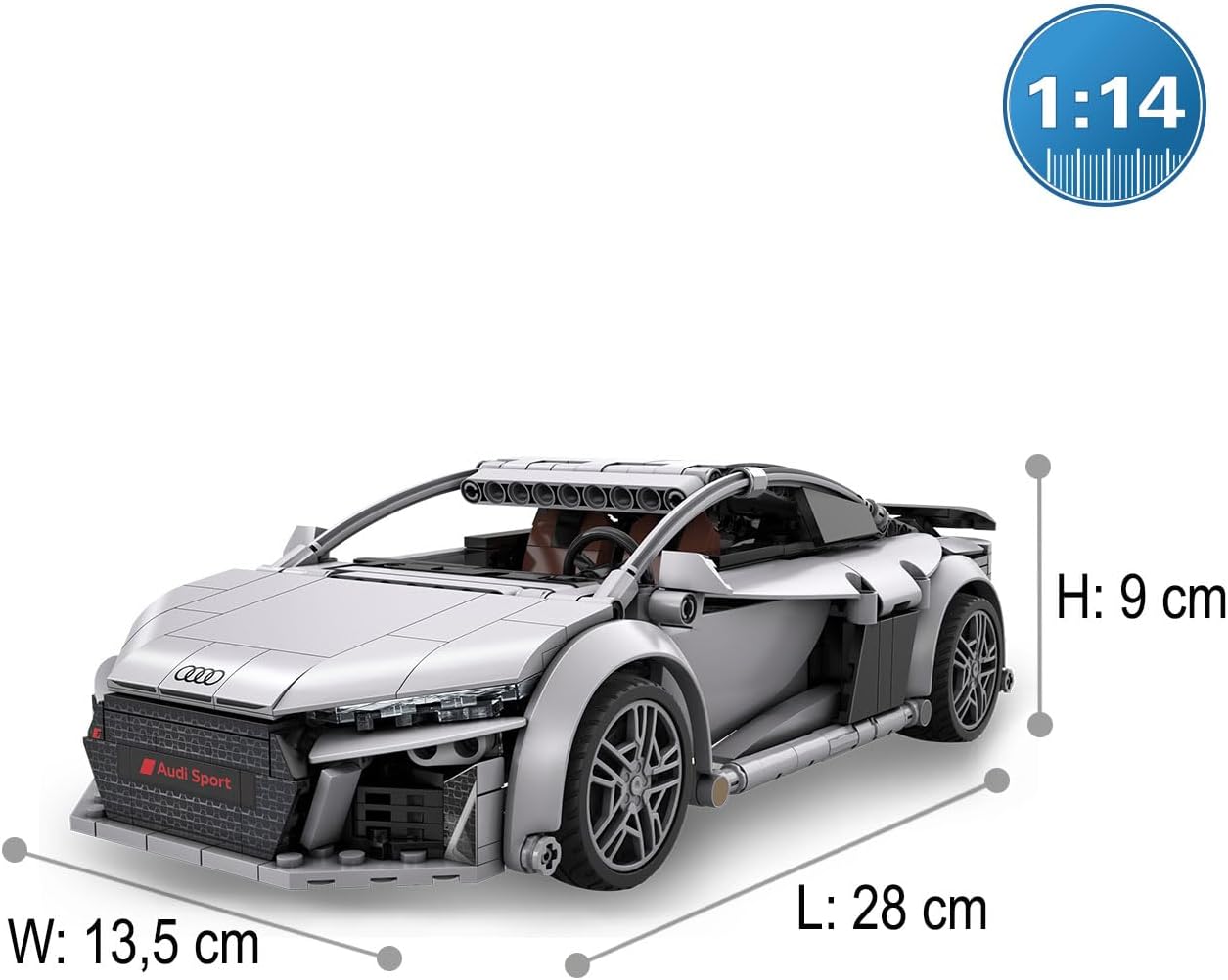 C5701 CaDA Audi R8 Coupé 1:14 App + RC Auto Sportiva da Costruire con 536 Pezzi