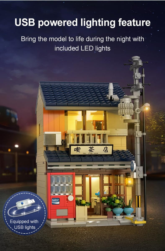 C66010W CaDA Japanese Tea Shop  Set Costruzioni Machiya Giapponese con Luci USB
