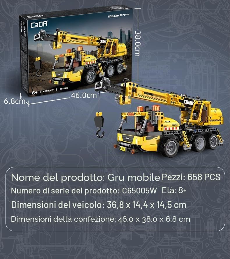 DBLC65005W CaDA Mobile Crane  Gru Mobile da Costruire 658 Pezzi