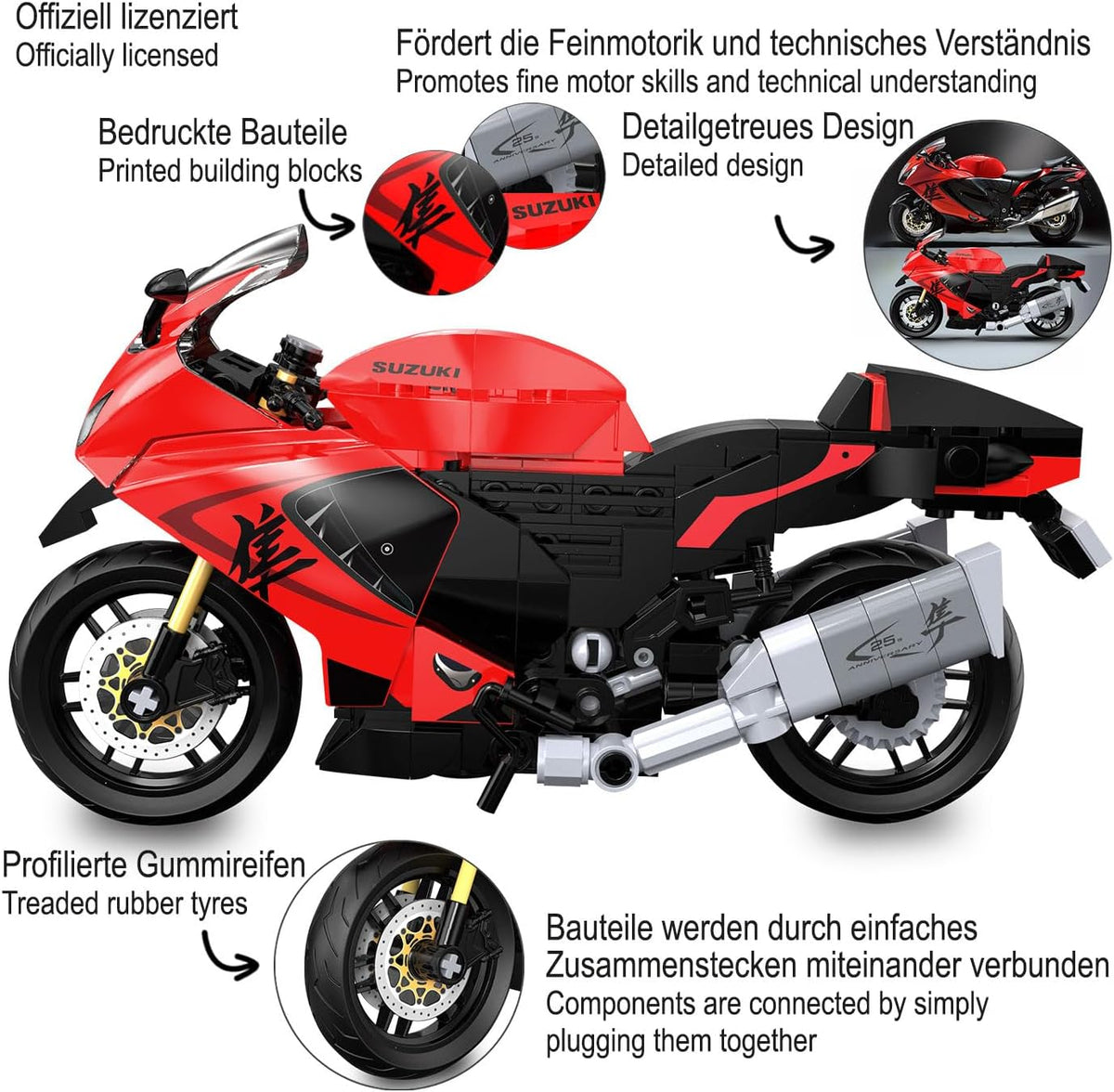 DBLC62051W CaDA  Suzuki Hayabusa 1:12  Moto da Costruire 299 Pezzi