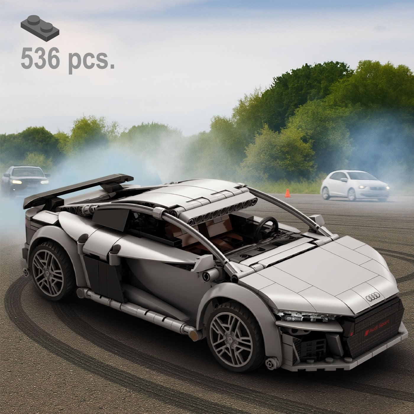 C5701 CaDA Audi R8 Coupé 1:14 App + RC Auto Sportiva da Costruire con 536 Pezzi