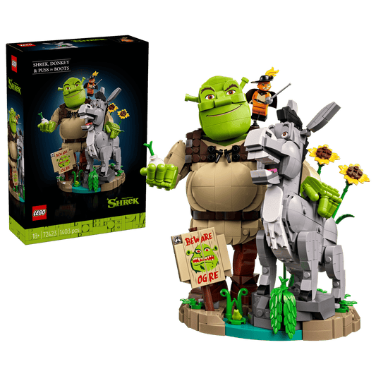 72423 Lego Icons Shrek, Ciuchino e Gatto con gli Stivali