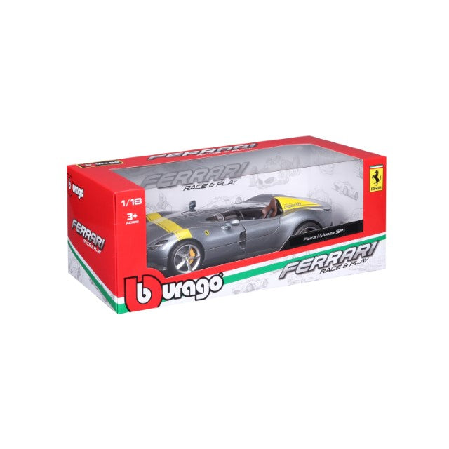 18-16013 Bburago Ferrari  R&P - Ferrari Monza SP1, grigia - Scala 1:18