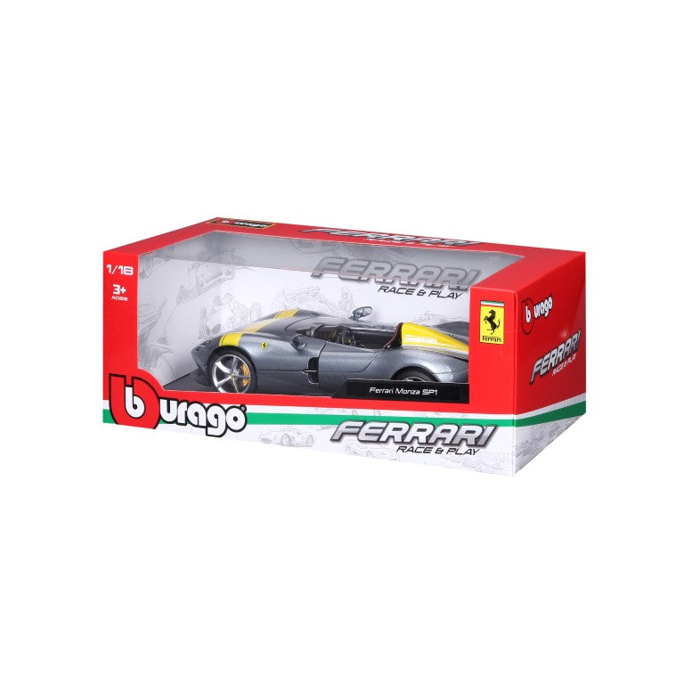 18-16013 Bburago Ferrari  R&P - Ferrari Monza SP1, grigia - Scala 1:18