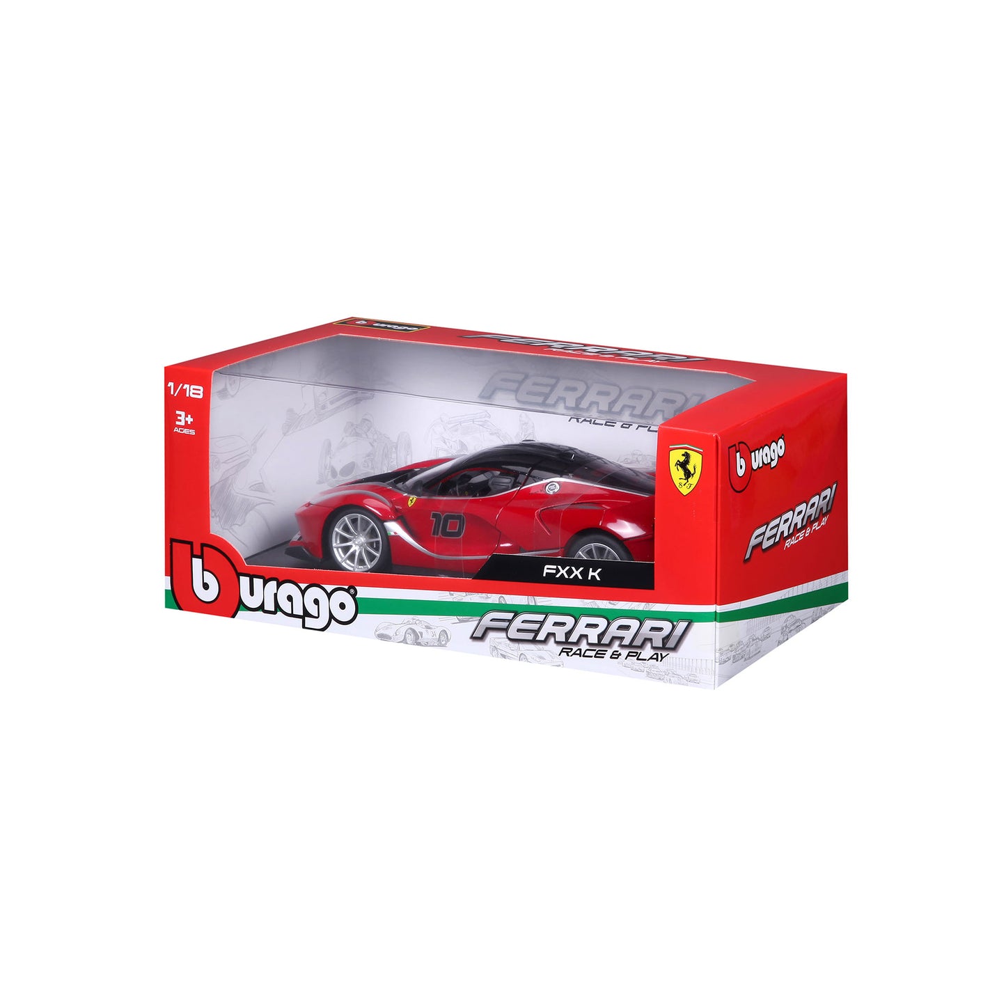 18-16010 Bburago Ferrari R&P - Ferrari FXX K #10, rossa - Scala 1:18