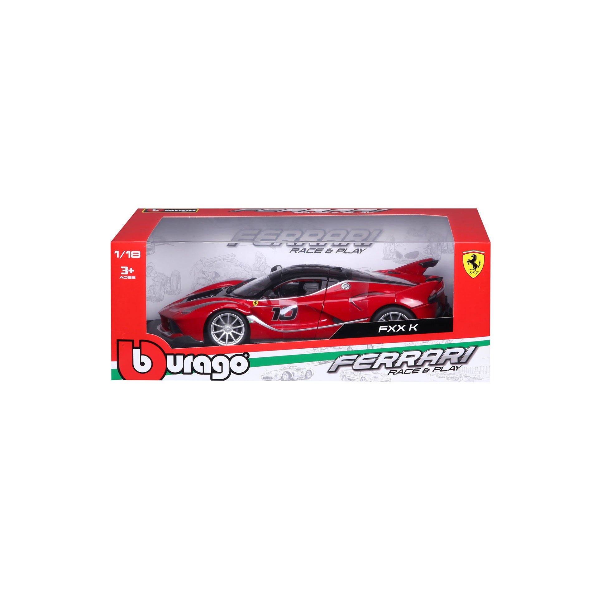 18-16010 Bburago Ferrari R&P - Ferrari FXX K #10, rossa - Scala 1:18