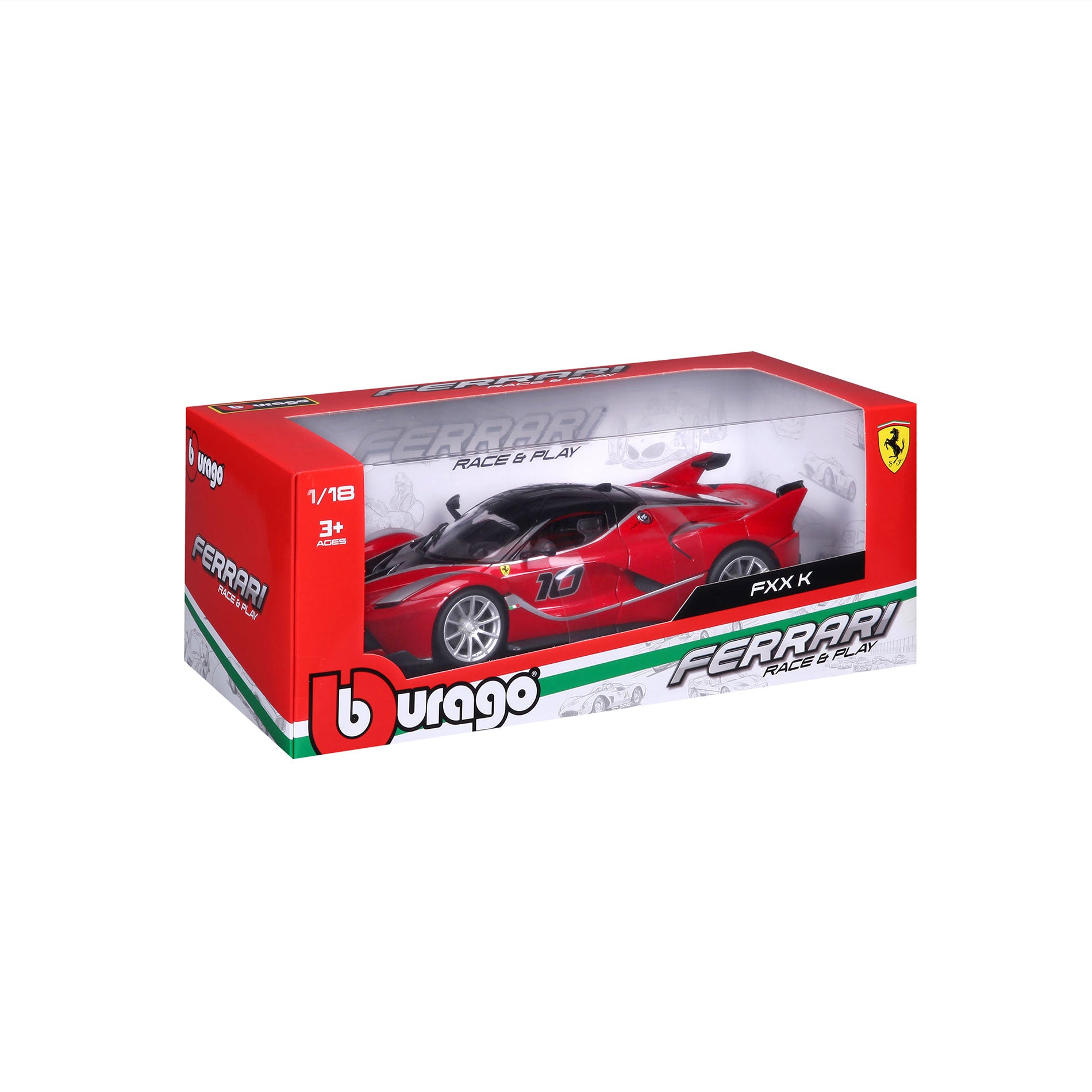 18-16010 Bburago Ferrari R&P - Ferrari FXX K #10, rossa - Scala 1:18
