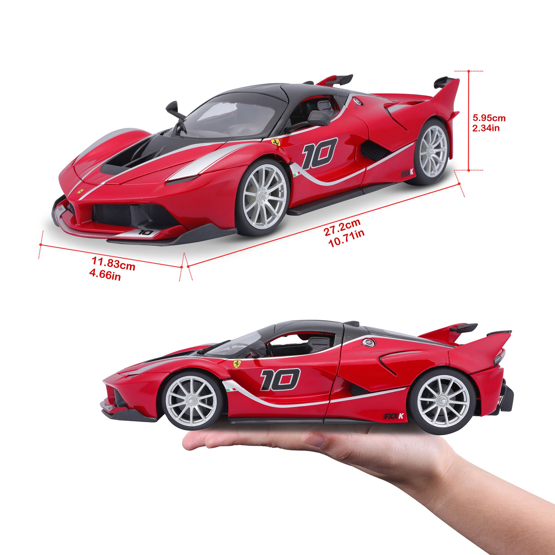 18-16010 Bburago Ferrari R&P - Ferrari FXX K #10, rossa - Scala 1:18