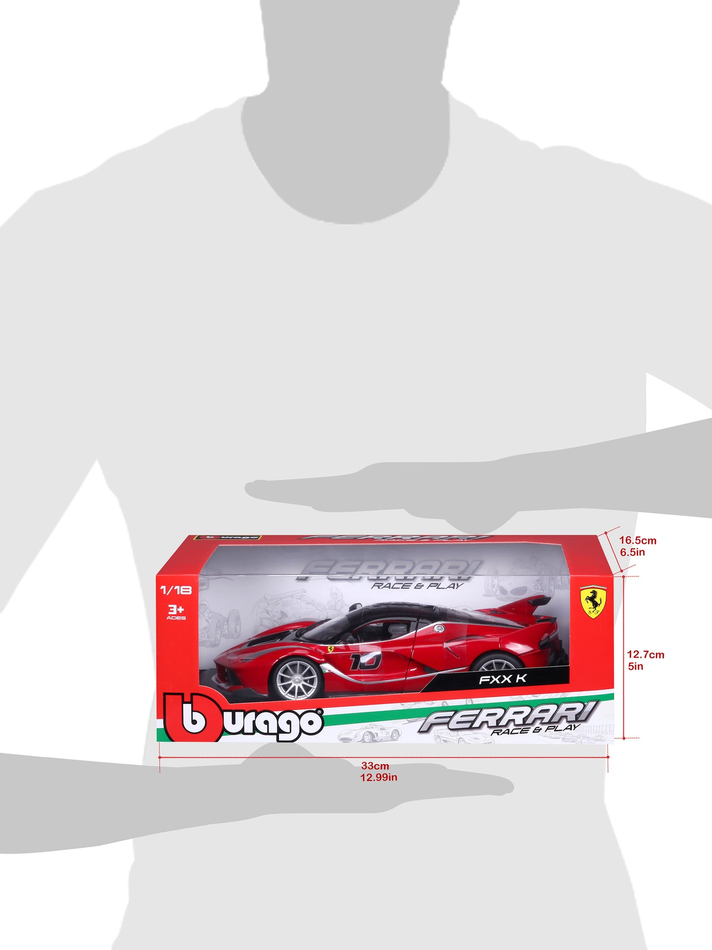 18-16010 Bburago Ferrari R&P - Ferrari FXX K #10, rossa - Scala 1:18