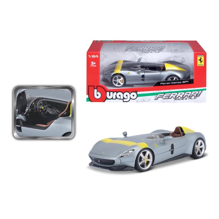 18-26027 Bburago Ferrari R&P - Ferrari Monza SP1, grigia - Scala 1:24