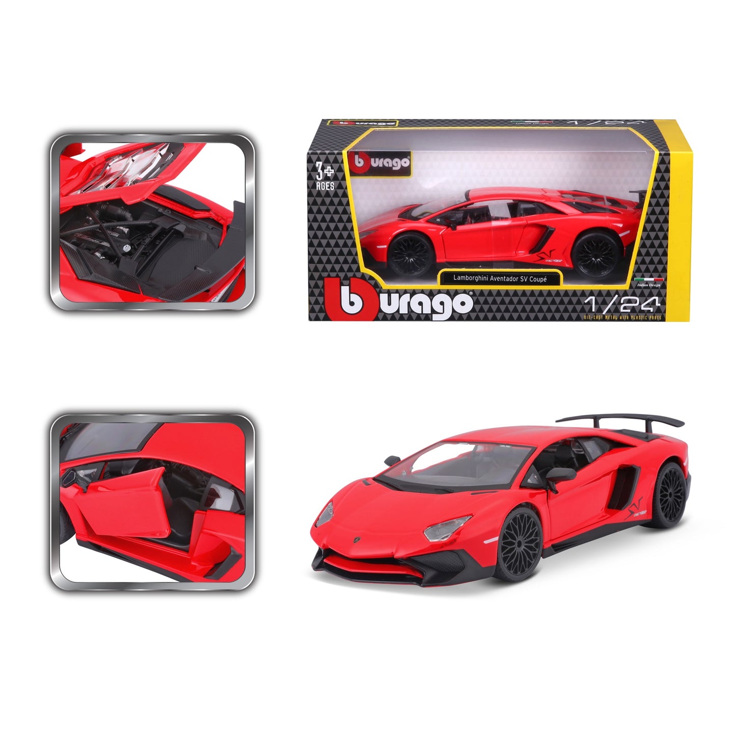 18-21079 Bburago - Lamborghini Aventador SV Coupé, rossa - Scala 1:24