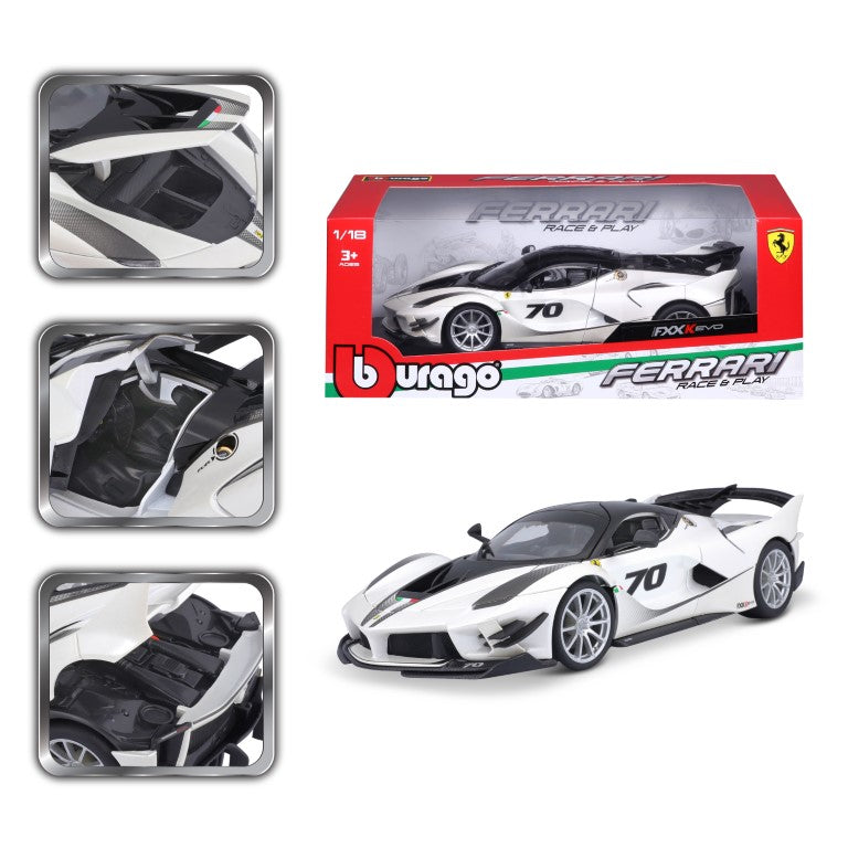 18-16012 Bburago Ferrari Race & Play - Ferrari FXX K #70, bianca - 1:18