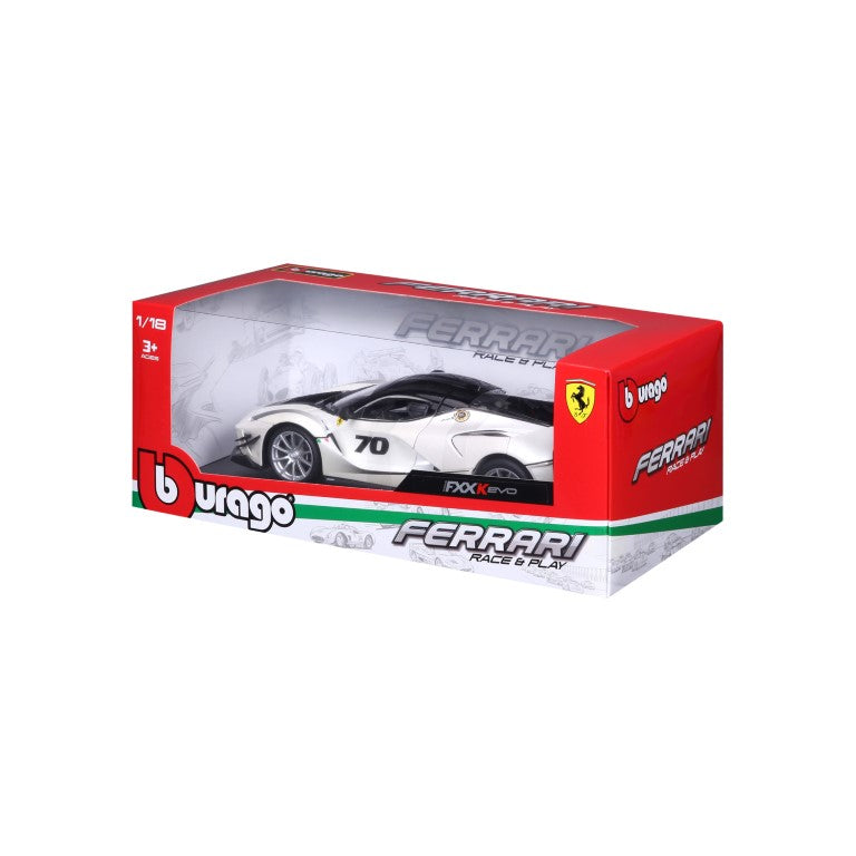 18-16012 Bburago Ferrari Race & Play - Ferrari FXX K #70, bianca - 1:18