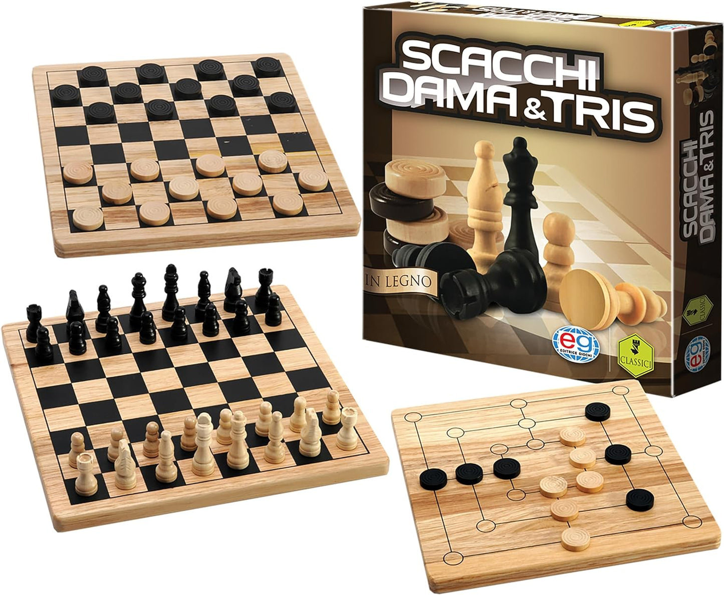 6037172 EG -  Dama, Scacchi & Tris in legno