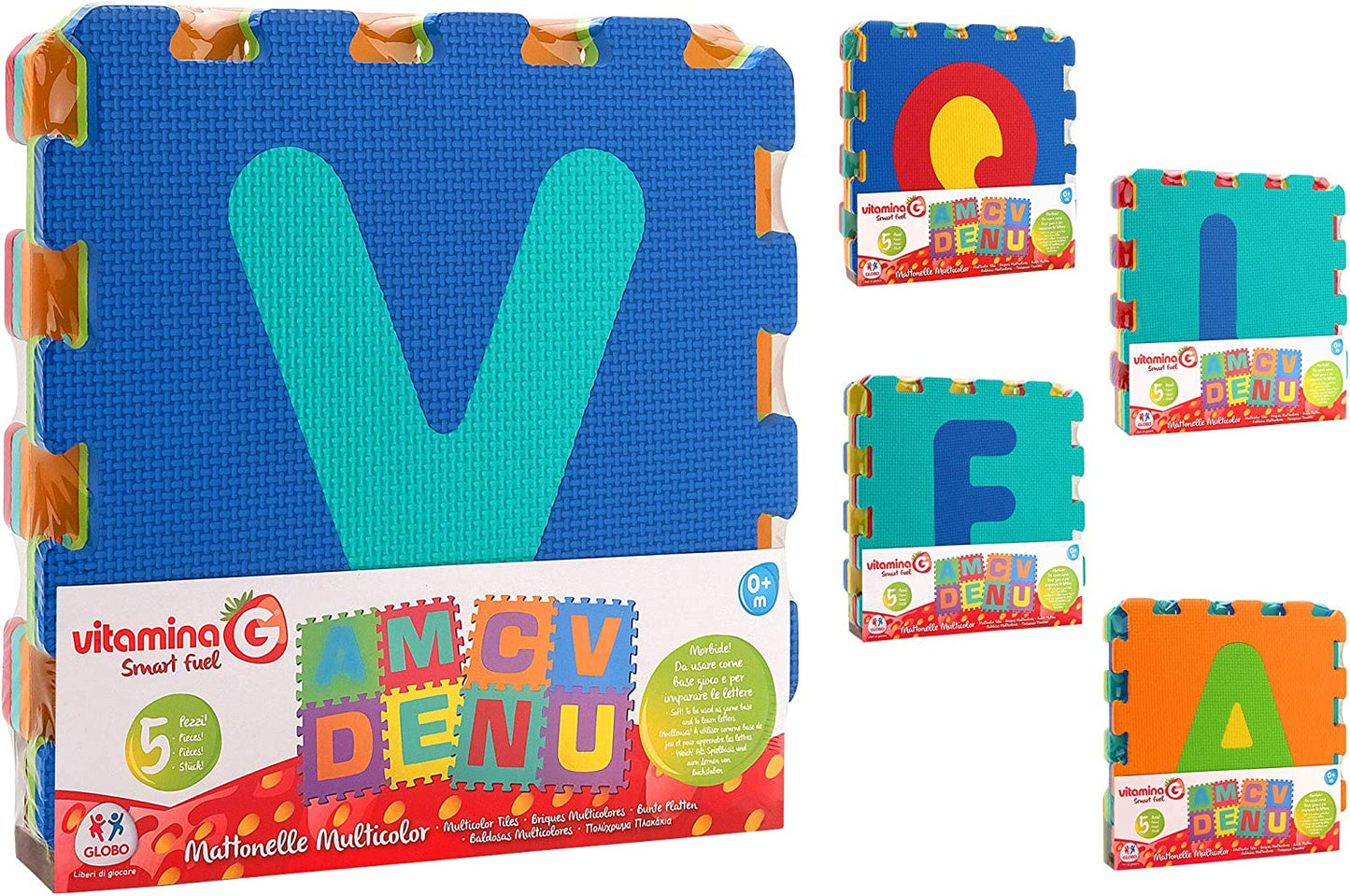 VitaminaG -  MATTONELLE TAPPETO PRIMA INFANZIA PUZZLE LETTERA 5PZ  COL CASUALE