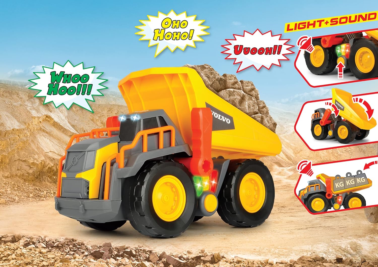 203725004 Dickie toys Volvo Camion , rileva il peso, luci e suoni 30 cm