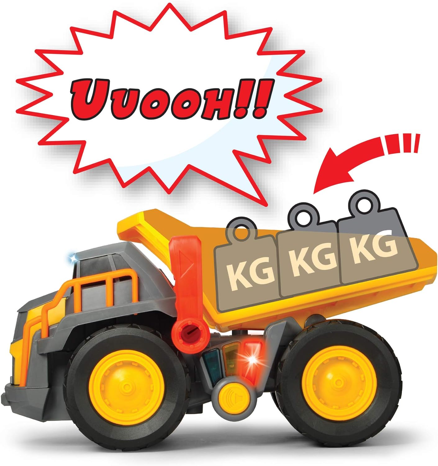 203725004 Dickie toys Volvo Camion , rileva il peso, luci e suoni 30 cm