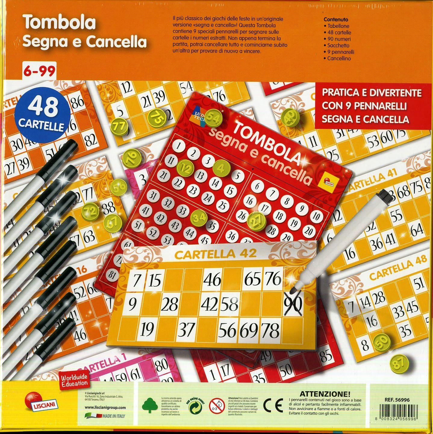 56996 - LISCIANI-  LUDOTECA TOMBOLA SEGNA E CANCELLA 48 CARTELLE