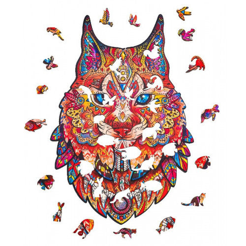 41656 GLOBO - PUZZLE LINCE IN LEGNO  A4 - 122 Pezzi