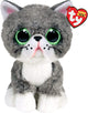 TY T36581 Fergus il Gatto Grigio Beanie Boos TY 15 cm  Peluche con Occhi Glitter