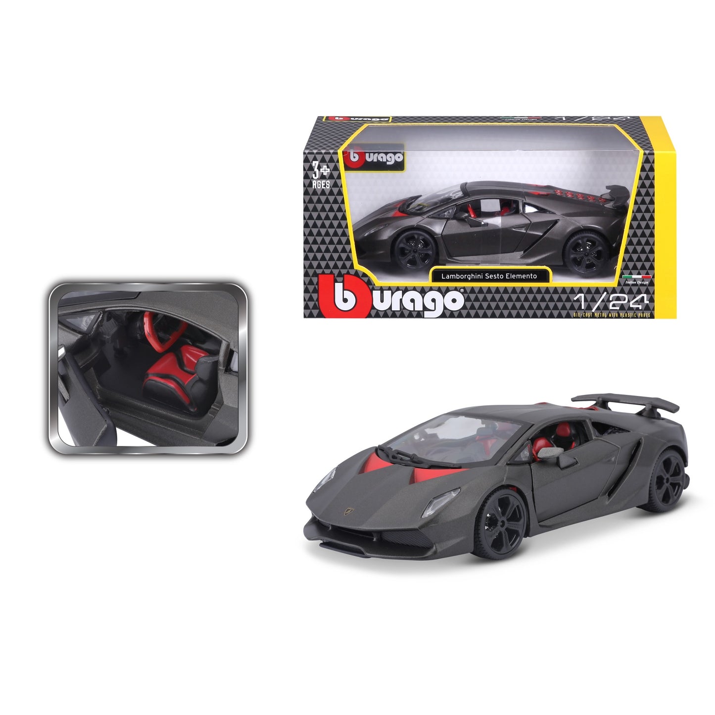 18-21061 Bburago - Lamborghini Sesto Elemento, grigia - Scala 1:24