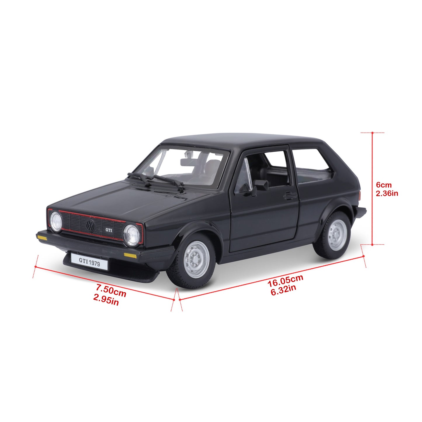 18-21089 Bburago - Volkswagen Golf Mk1 GTI (1979), nera - 1:24