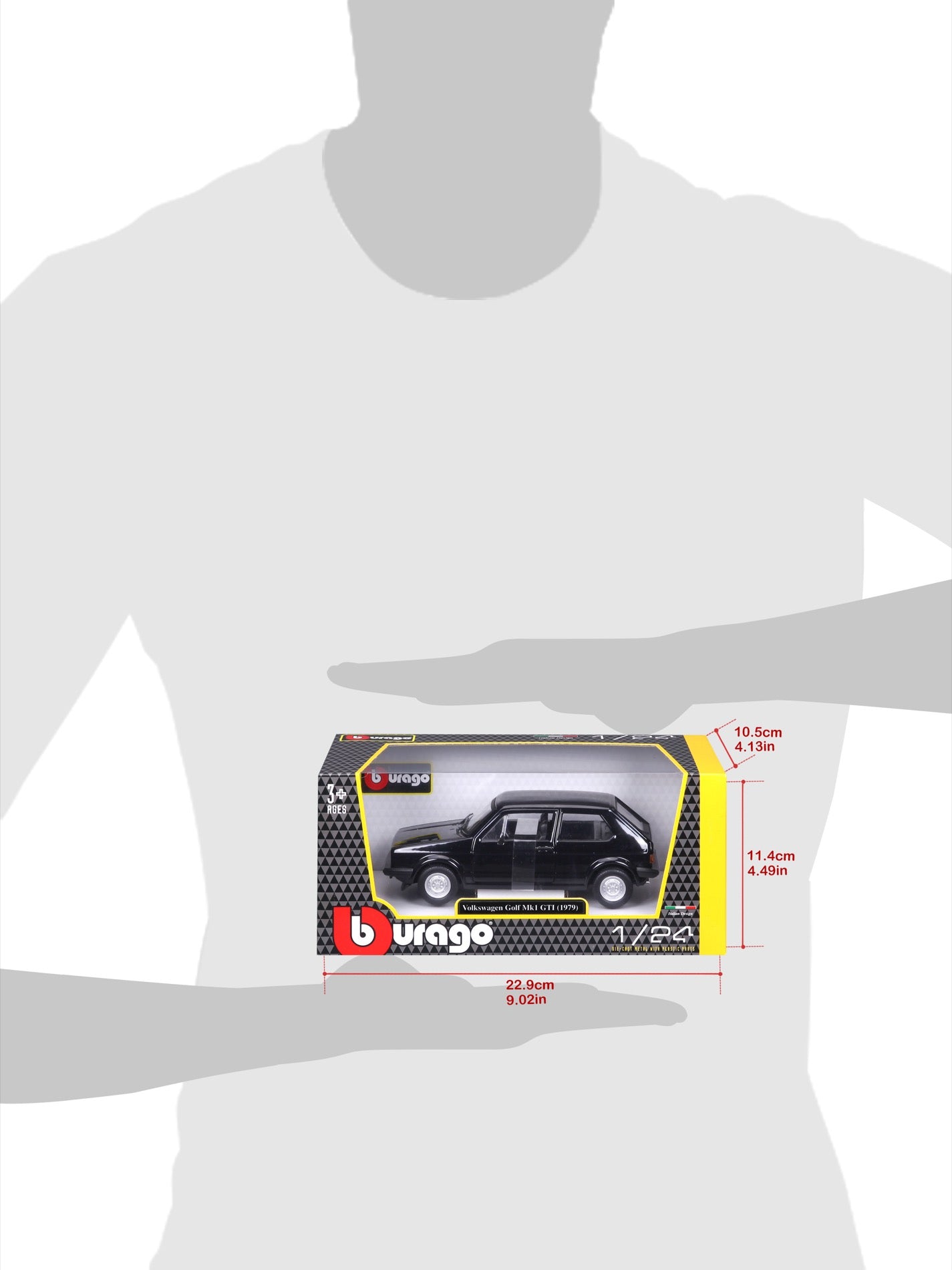 18-21089 Bburago - Volkswagen Golf Mk1 GTI (1979), nera - 1:24