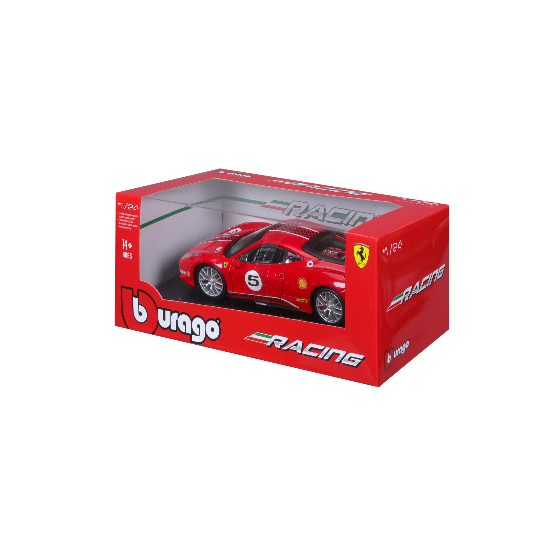 18-26302 Bburago Ferrari Racing - Ferrari 458 Challenge, rossa - Scala 1:24