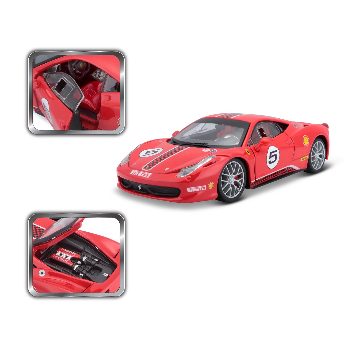 18-26302 Bburago Ferrari Racing - Ferrari 458 Challenge, rossa - Scala 1:24