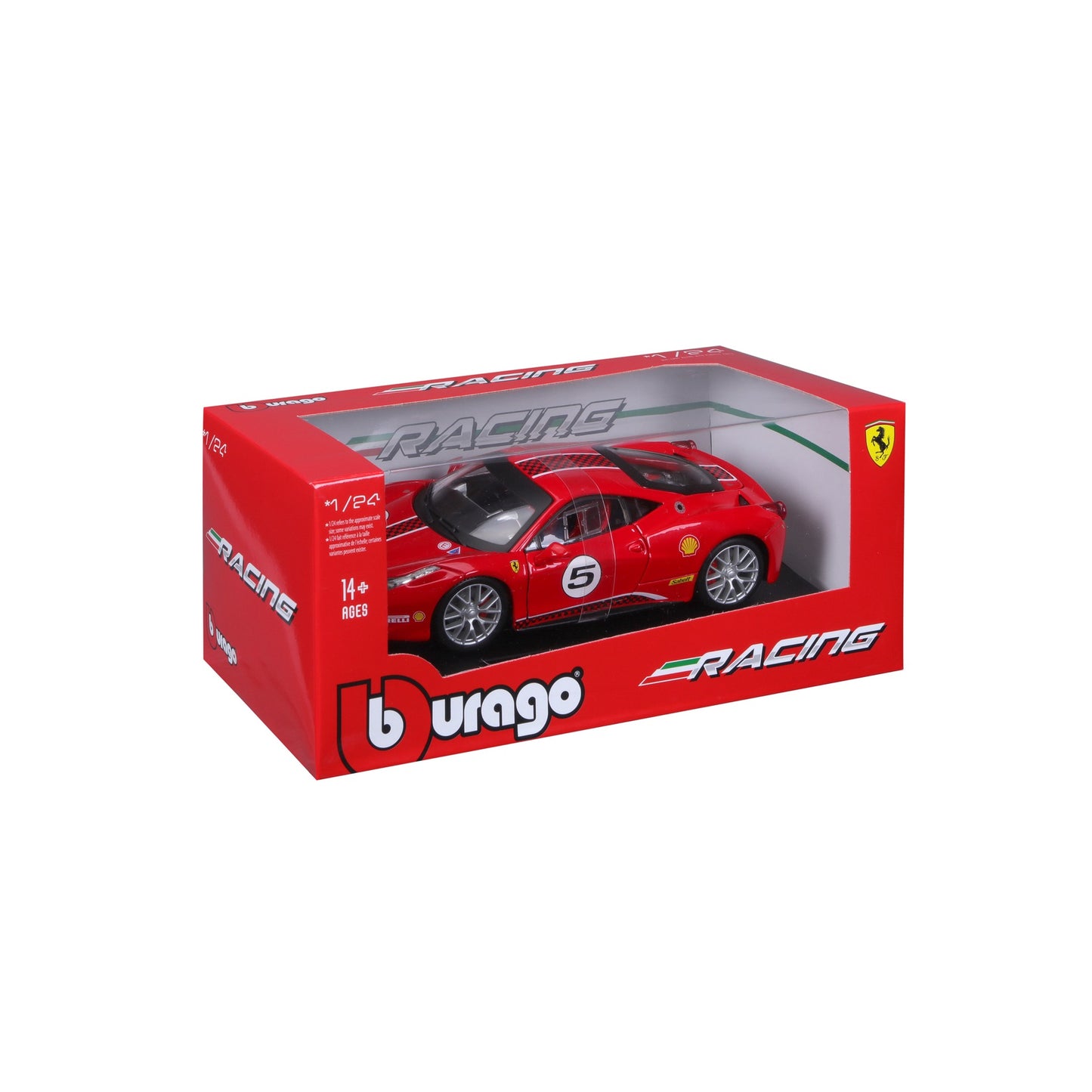 18-26302 Bburago Ferrari Racing - Ferrari 458 Challenge, rossa - Scala 1:24