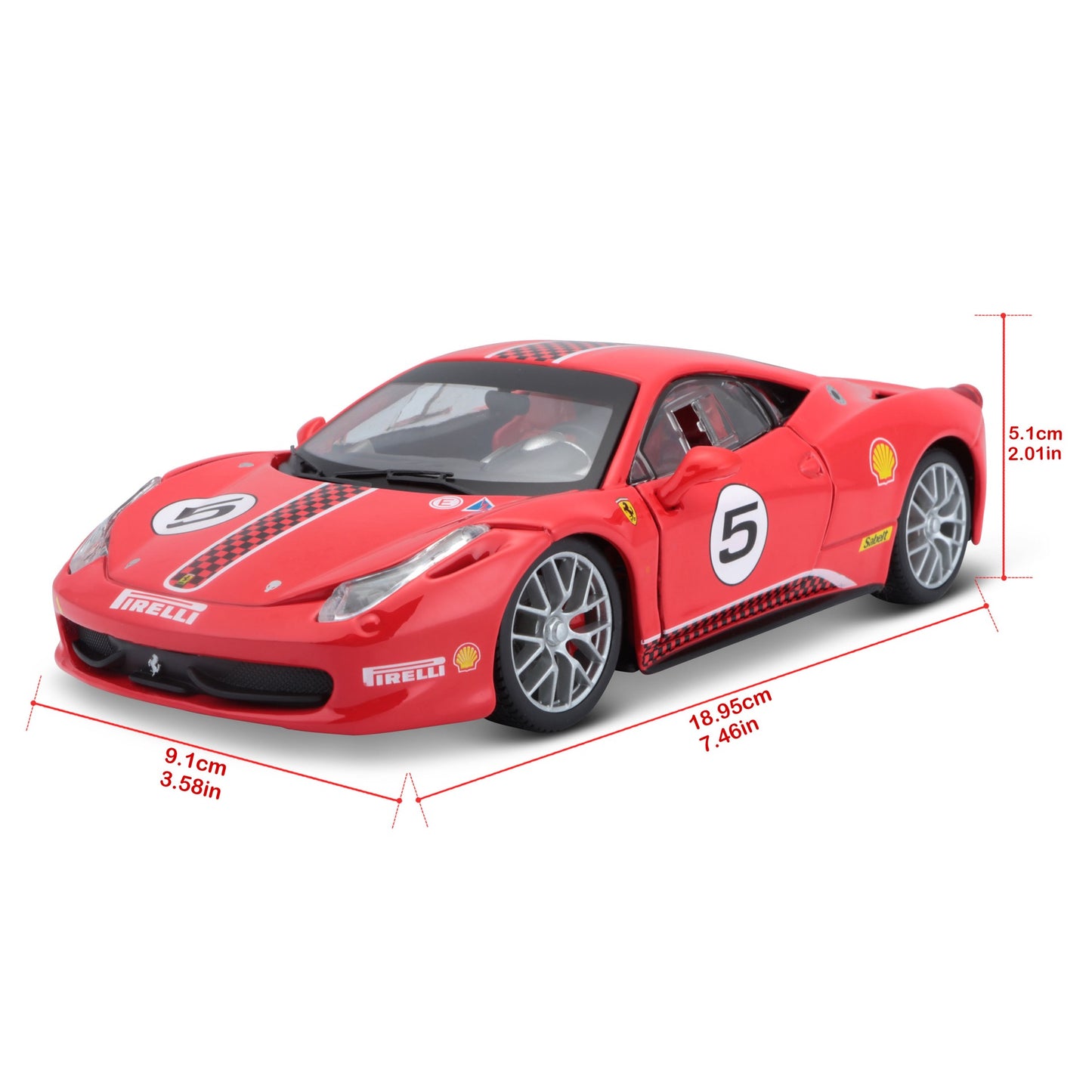 18-26302 Bburago Ferrari Racing - Ferrari 458 Challenge, rossa - Scala 1:24