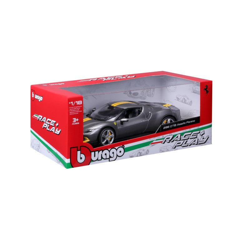 18-16017 Bburago Ferrari  R&P Ferrari 296 GTB Assetto Fiorano, grigia 1:18