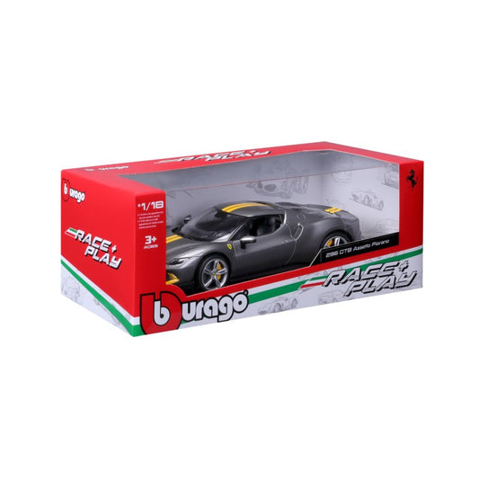 18-16017 Bburago Ferrari  R&P Ferrari 296 GTB Assetto Fiorano, grigia 1:18