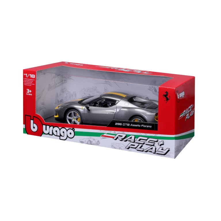18-16017 Bburago Ferrari  R&P Ferrari 296 GTB Assetto Fiorano, grigia 1:18