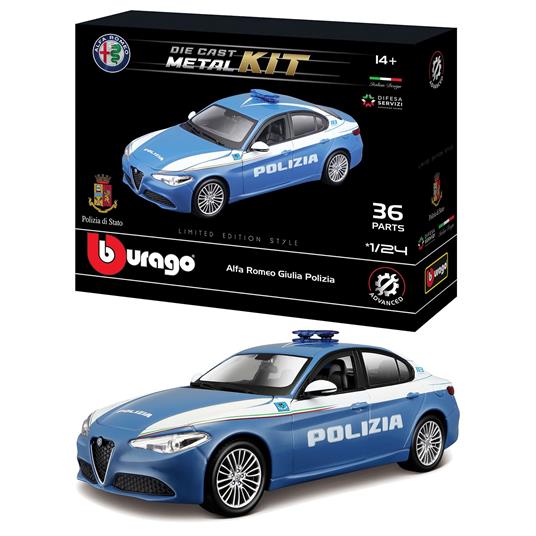 18-25129 Bburago - Alfa Romeo Giulia Polizia - Scala 1:24 - Model  Kit