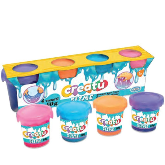 45701 Creatù - Slime - 4 vasetti da 80 gr
