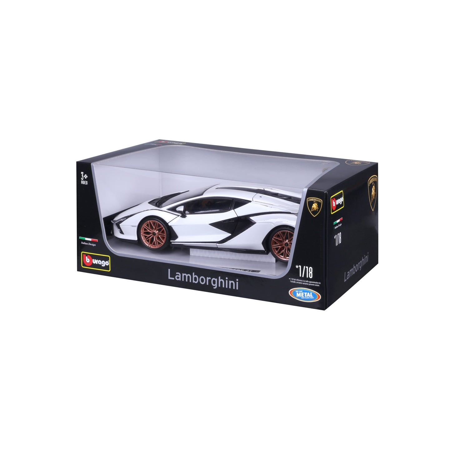 18-11046 WT Bburago - Lamborghini Sian FKP 37, bianca - Scala 1:18