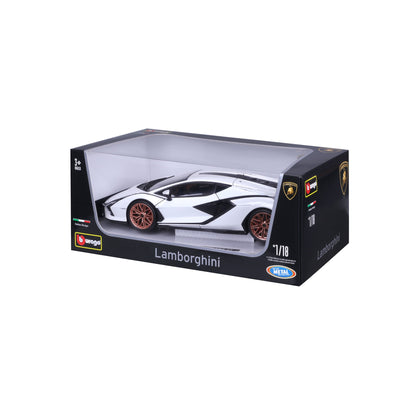 18-11046 WT Bburago - Lamborghini Sian FKP 37, bianca - Scala 1:18