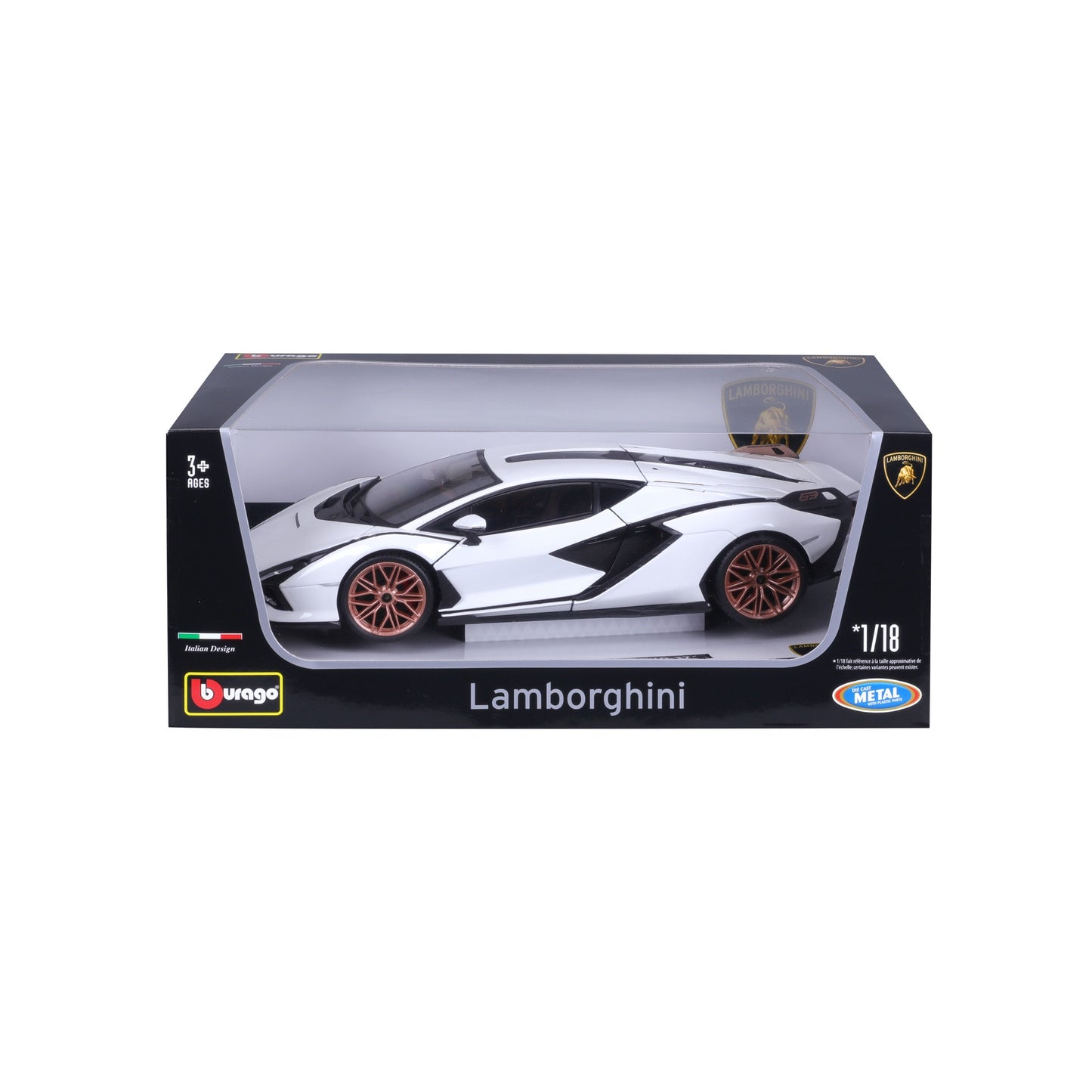 18-11046 WT Bburago - Lamborghini Sian FKP 37, bianca - Scala 1:18