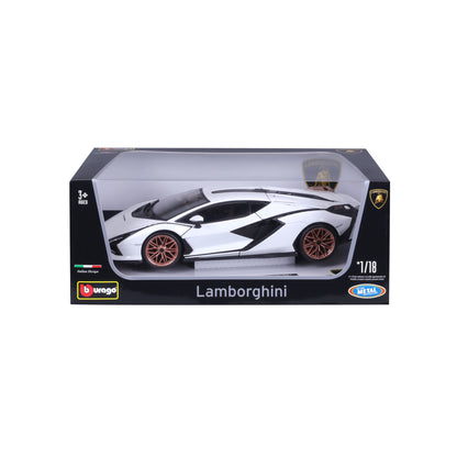 18-11046 WT Bburago - Lamborghini Sian FKP 37, bianca - Scala 1:18
