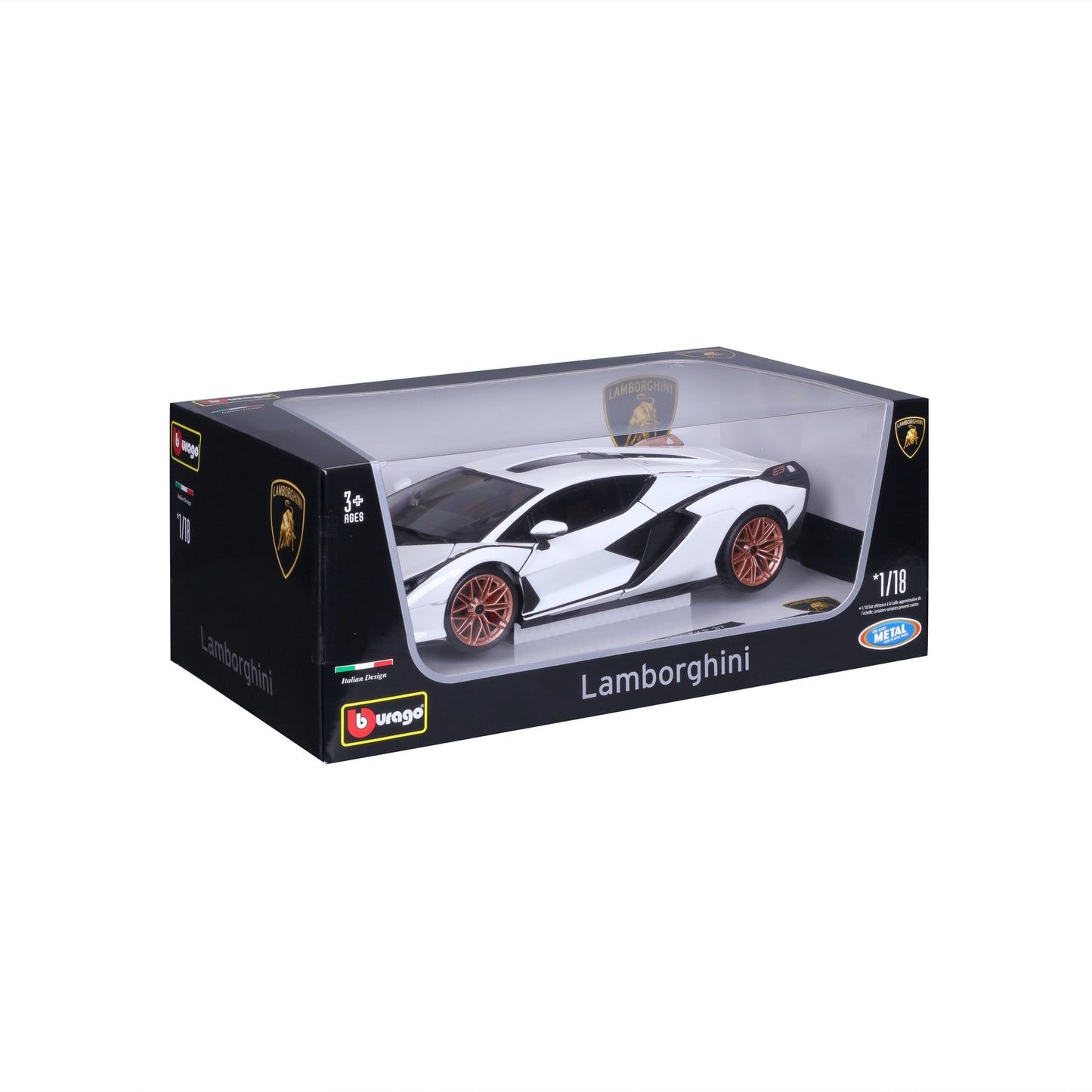 18-11046 WT Bburago - Lamborghini Sian FKP 37, bianca - Scala 1:18