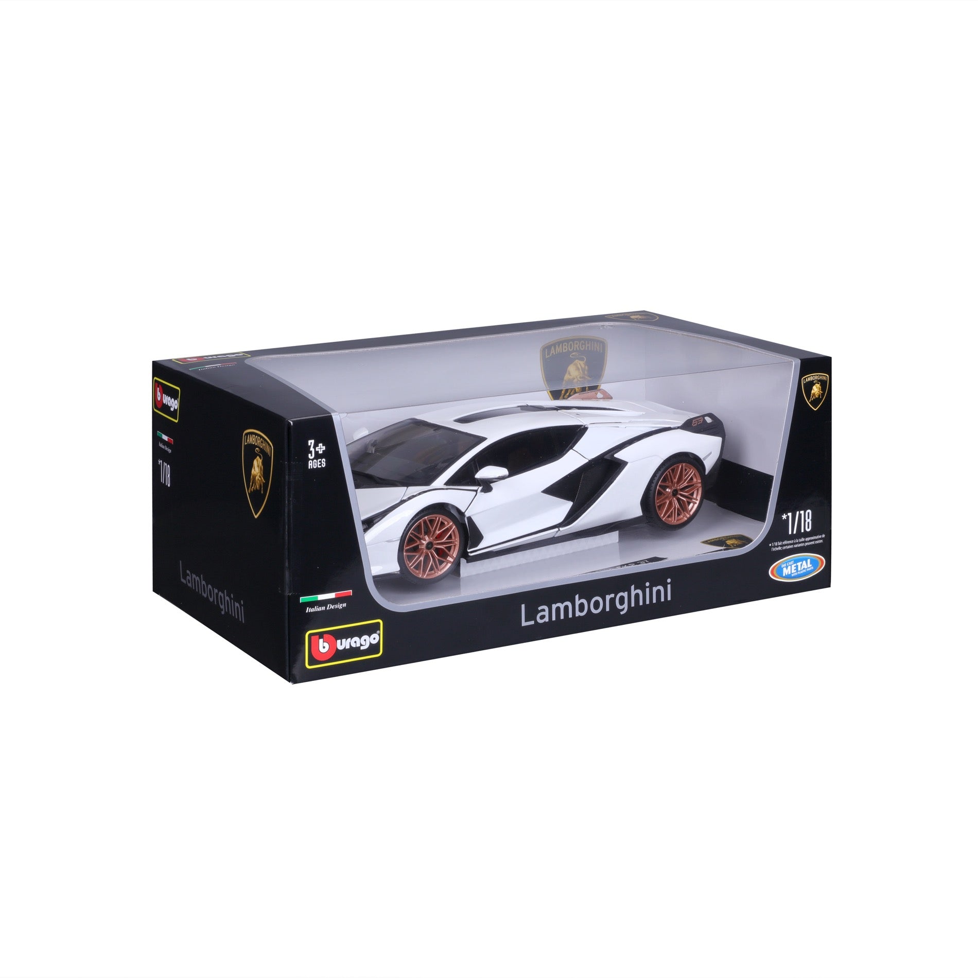 18-11046 WT Bburago - Lamborghini Sian FKP 37, bianca - Scala 1:18