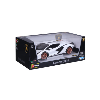 18-11046 WT Bburago - Lamborghini Sian FKP 37, bianca - Scala 1:18