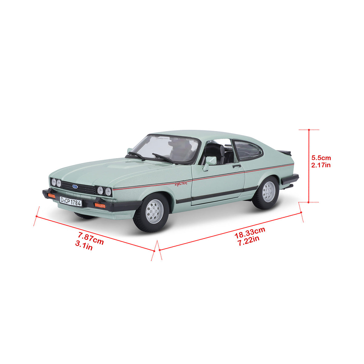18-21093 GN Bburago - Ford Capri GT (1982), verde -  Scala 1:24