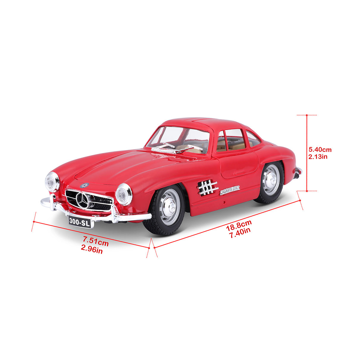 18-22023 RD Bburago - Mercedes-Benz 300 SL (1954), rossa - Scala 1:24