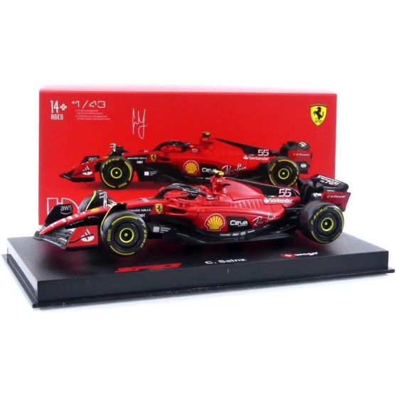 18-36835 - Bburago Ferrari Racing 2023 F1 #55 Sainz 1:43 con casco