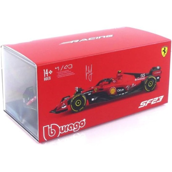 18-36835 - Bburago Ferrari Racing 2023 F1 #55 Sainz 1:43 con casco