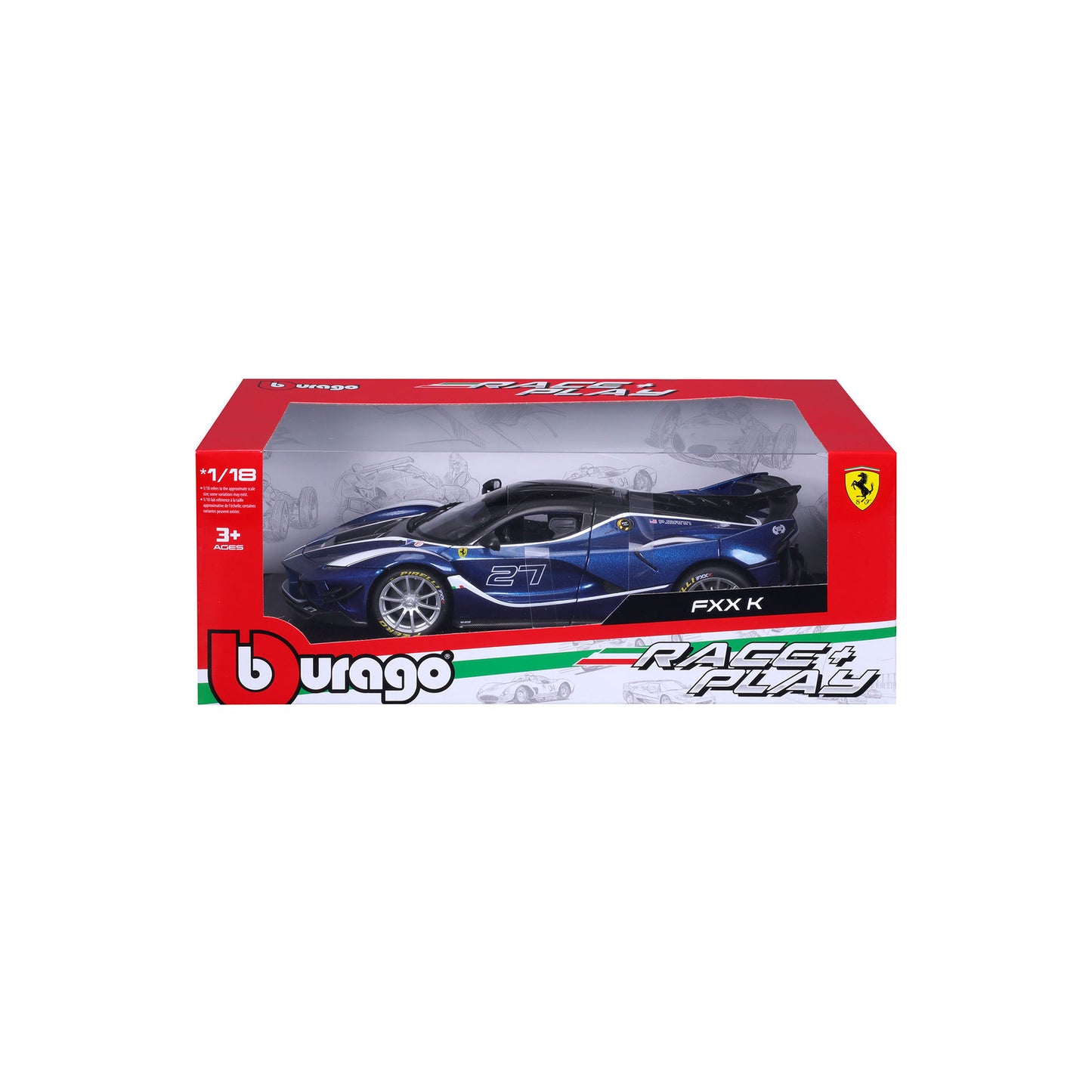 18-16012 Bburago Ferrari Race & Play - Ferrari FXX K #27, blu - 1:18