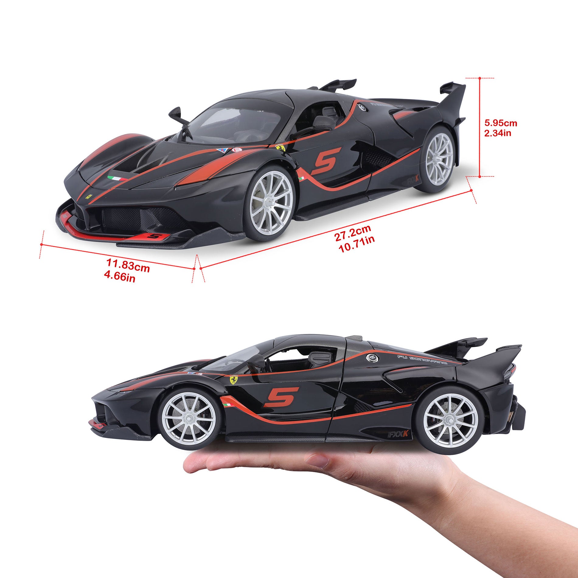 18-16010 Bburago Ferrari  R&P - Ferrari FXX K #5, nera e rossa - 1:18
