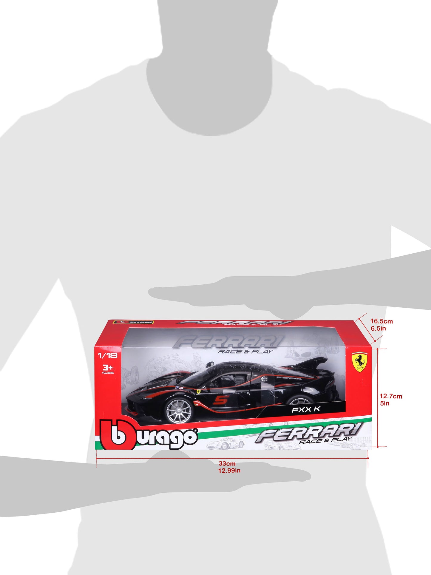 18-16010 Bburago Ferrari  R&P - Ferrari FXX K #5, nera e rossa - 1:18